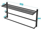 Matte Black 32 InchTowel Racks for Bathroom, VOTZAAQ Black Towel Shelf with Double Towel Bar, 3 Tier Stainless Steel Towel Storage, Bath Towel Holder Wall Mounted - Image 3
