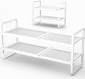 Expandable Metal Shoe Rack for Closet, Entryway & Garage, 2-Tier, White by SNTD