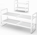 Expandable Metal Shoe Rack for Closet, Entryway & Garage, 2-Tier, White by SNTD