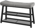 YATINEY Shoe Bench, 3-Tier Shoe Rack, Entryway Bench with Storage and Cushion, for Hallway, Foyer, Bedroom, Gray and Black HX02BG by Yatiney