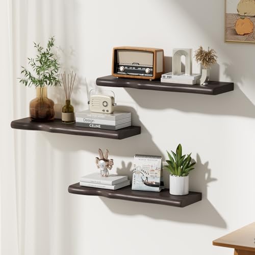 Organic Wavy Edge Floating Shelves,Hidden Brackets,2 Pack 24 in - Image 2