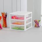 Sterilite Clearview Plastic Multipurpose Small 3 Drawer Desktop Storage Organization Unit for Home, Classrooms, or Office Spaces, White, (Pack of 6) - Image 2
