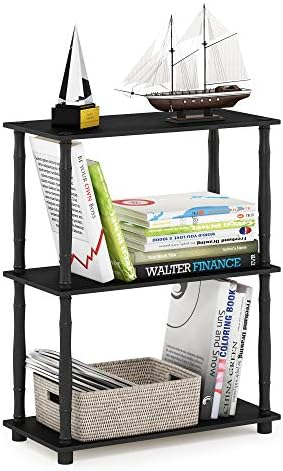 Furinno TURN-N-TUBE Storage Shelves, 3-Tier Book Shelf, Corner Shelf, Toolless Open Shelves, for Organization and Storage, Living Room, Garage, Home Office, Americano by Furinno-FitsYourSpaceFitsYourBudget