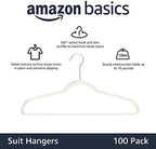 Amazon Basics Slim Velvet Non-Slip Space Saving Suit Clothes Hangers for Closet Organization, Ivory/Beige, 100-Pack - Image 2
