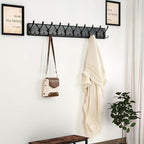 Dseap Coat Rack Wall - Heavy-Duty 38-1/4" Long, with Reinforced 10 Custom Tri-Hooks, Solid Wood Wall Hanger for Coats Hat Jackets - Rustic Farmhouse Entryway Hallway Storage, Black - Image 2