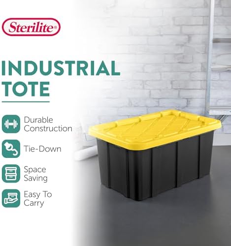 Sterilite Industrial Storage Tote with Lids for Garage, 17 Gallon, 18-Pack - Image 2