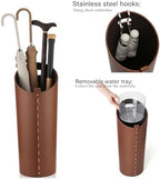 Brown Leather Umbrella Holder Indoor Umbrella Stand Rack for Entryway Tall Bucket That won't Fall Down Storage 10 Different Sizes of Canes Walking Sticks Toy Swords etc - Image 5