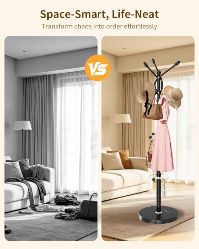 Metal Coat Rack, Modern Coat Rack Stand, Heavy Duty Coat Tree Stand - Image 6