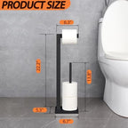 GERZWY SUS 304 Stainless Steel Toilet Paper Holder, Free Standing Lavatory Pedestal Toilet Paper Stand with Reserve, Matte Black DZY004-BK - Image 6