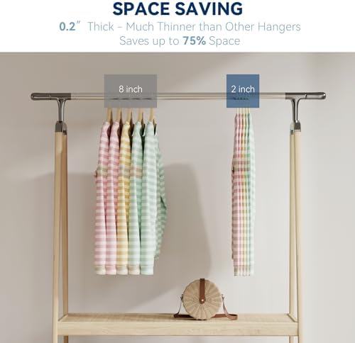 Premium Velvet Hangers 60 Pack, Non Slip Clothes Felt Hanger Heavy Duty for Coat, Premium Slim Space Saving Suit Hangers for Closet Organizer, 360° Rotating Silver Hook - Image 5