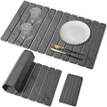 Large Stone Dish Drying Mat for Kitchen Counter, Quick Dry Dish Drying Mats, Foldable Absorbent Diatomaceous Earth Mats for Dishes Bottles Cup, Match Any Countertop (Gray Marble 28"×16" & 8"x4") by Lprmnnc