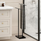 KES Standing Towel Rack 2-Tier Natural Black Marble Base, Bath Towel Holder - Image 6