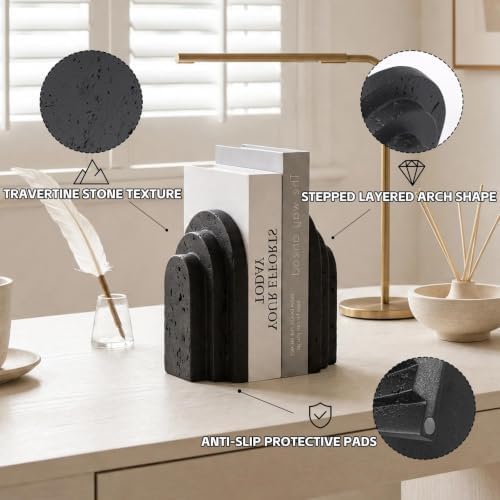Decorative Bookends for Shelves, Heavy Duty Resin Book Stoppers for Books - Image 3