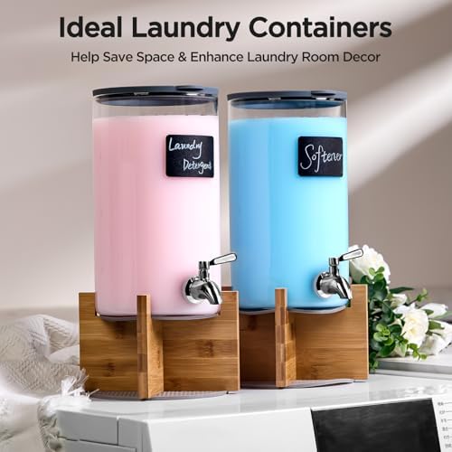 Glass Laundry Detergent Dispenser with Holder,1.1 Gallon Laundry Liquid Dispensers with Stainless-Steel Tap,Large Glass Fabric Softener Containers with Stand for Laundry Room Organization - Image 5