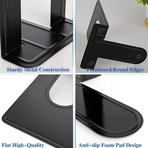 30 Pcs Metal Book Ends for Shelves, Heavy Duty Bookends for Office Home Kitchen Decorative, Nonskid Book Ends to Hold Heavy Books Black 6.5 x 5 x 5.7 in, 15 Pairs - Image 4