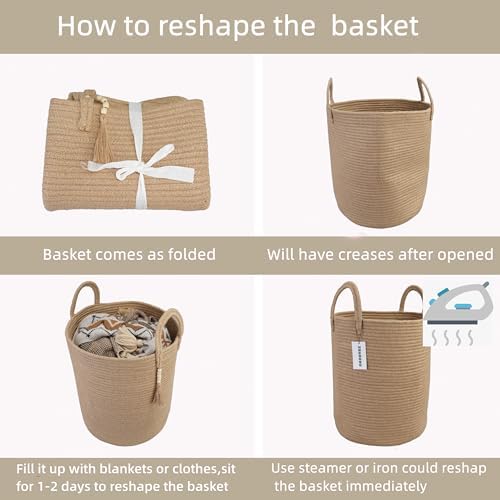 XUANGUO Rope Laundry Basket Laundry Hamper for Clothes Jute - Image 6