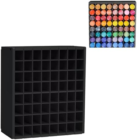 Krafetto 64-Grid Paint Organizer for 2 Oz Bottles, Wall Mount, Black by Krafetto