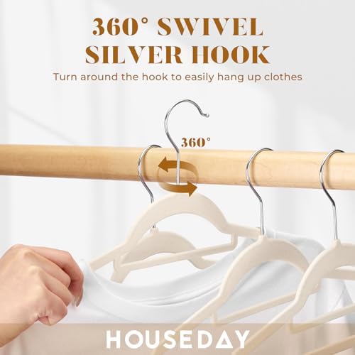 HOUSE DAY Velvet Hangers with Tie Bar 60 Pack, Clothes Hanger Non-Slip - Image 4