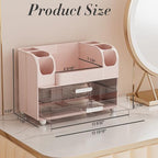 Delamu Large Makeup Organizer Countertop with 6 Brush Holders, Pink - Image 2