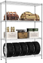 IZEUK 4-Tier Adjustable Heavy Duty Metal Wire Shelving Unit, Wide Storage Rack Organizer for Garage, Kitchen, Office, Dorm, Warehouse (Silver, 15.8" D x 45.8" W x 59.4" H, 1400 lbs Capacity) by IZEUK