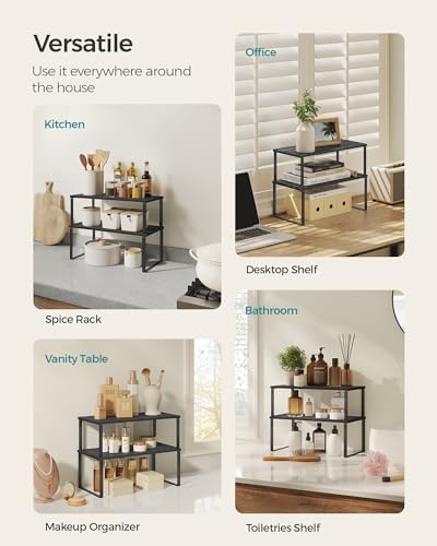 SONGMICS Cabinet Organizer Shelf, Set of 4 Spice Rack, Kitchen Storage - Image 5