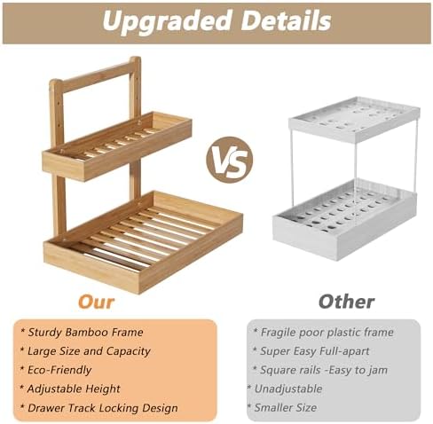Under Sink Organizer, L-Shaped 2 Tier Pull Out Cabinet Organizer - Image 4
