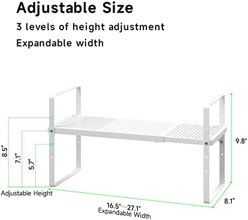 Expandable Storage Shelf, Stackable Organizer Rack, White Small 2 PK - Image 2