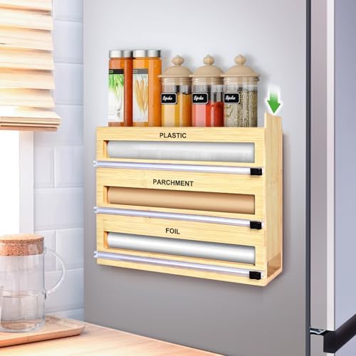 MSJGA Magnetic Plastic Wrap Dispenser with Cutter for Drawer&Refrigerator by MSJGA