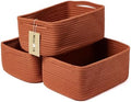 MiniArk Small Storage Baskets for Organizing | Closet Organizer Bins | Shelf Toy Basket | Woven Rope Baskets | Cube Decorative Box | Shallow Basket | 13x8.5x5.1” | 3 Packs Oxide Red by MiniArkStorageBasketsHome