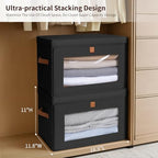Homsorout Collapsible Storage Bins - Large Stackable Organizer Bins, Decorative Boxes with Handles & Window, Fabric Containers for Living Room, Closet, Dorm, 4 Pack, Black - Image 5