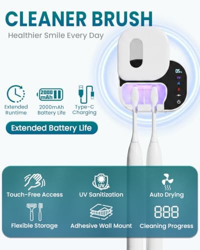 Toothbrush Holder for Bathroom, Dual-Mode UV Cleaning, Heated Drying - Image 3
