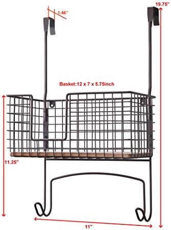 SunnyPoint Ironing Board Hanger & Iron Holder with Large Storage Basket, Over The Door or Wall Mount Iron and Ironing Board Organizer for Laundry Room, Metal with Wood Panel - Image 5