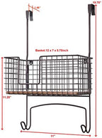 SunnyPoint Ironing Board Hanger & Iron Holder with Large Storage Basket, Over The Door or Wall Mount Iron and Ironing Board Organizer for Laundry Room, Metal with Wood Panel - Image 5