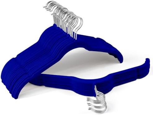 Velvet Hangers 30 Pack, Non-Slip Slim Felt Clothes Hangers, Navy Blue by Sishynio