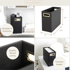 BLU MONACO | Black Leather Magazine Basket with Gold Handles | Floor Magazine Rack & Newspaper Stand | Modern Bathroom and Home Storage Organizer - Image 4