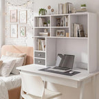 REIBII Desktop Bookshelf, 8 Shelves Desk Hutch for Dorm Room, White - Image 6