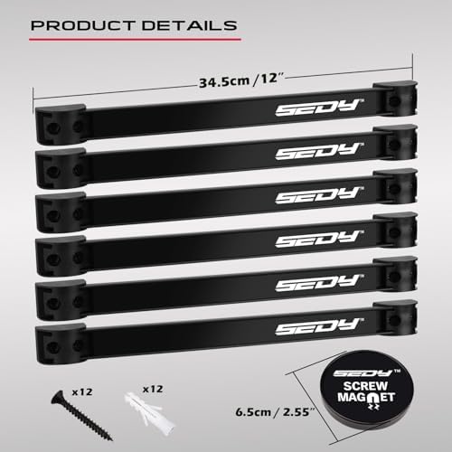 SEDY Magnetic Tool Holder Storage Organizer: 7-Piece Garage Wall Mount Rack Organization Strip Power Magnet Organizers Mounted Workbench Board Slatwall Van Hanger - Image 2