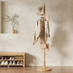 Muwuele Solid Wood Cactus Coat Rack, Freestanding Coat Rack With 6 L-Shaped Hooks and 3 Adjustable Sizes, Coat Tree for Bedroom, Entryway, Livingroom, Coat Hanger Stand for Coats, Handbags (Natural) by Muwuele