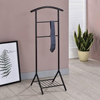 Kings Brand Metal Suit Valet Stand with Shoe Shelf & Hanger, Black by KingsBrandFurniture