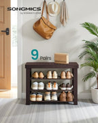 SONGMICS Bamboo Shoe Bench with Seat, 11.3 x 27.6 x 20.5 Inches - Image 3