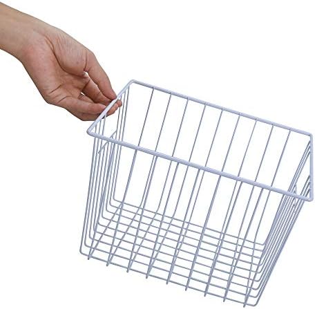 Freezer Storage Organizer Basket, Refrigerator Wire Household Bins with Built-in Handles for Kitchen, Pantry, Cabinet, Closets - Pearl White(4Pack, 11in x 10in x 5.5in) - Image 3