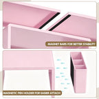 LEKETREE Dual Monitor Stand Riser with Drawer and 2 Pen Holders, Pink - Image 5