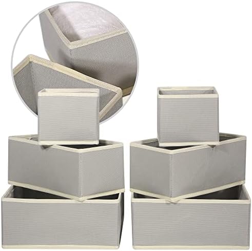 DIOMMELL 12 Pack Foldable Cloth Storage Box Closet Dresser Drawer Organizer Fabric Baskets Bins Containers Divider for Baby Clothes Underwear Bras Socks Lingerie Clothing,Grey 444 - Image 4