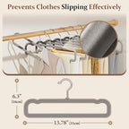 Velvet Felt Pants Hangers 30 Pack, with Cascading Hooks (Gray) - Image 2