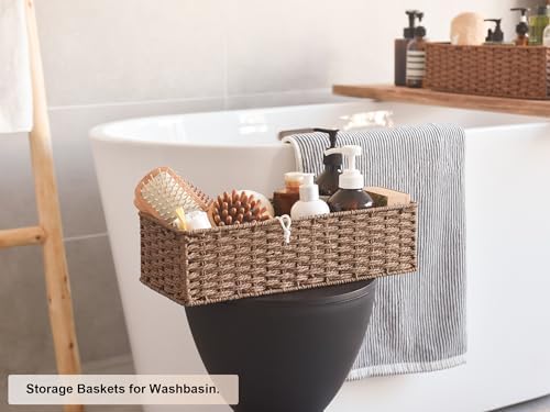 StorageWorks Toilet Tank Basket, Wicker Toilet Paper Baskets, Brown - Image 5