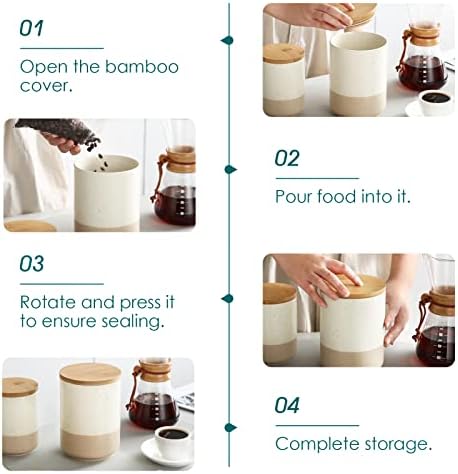 vancasso Sabine Large Ceramic Canister with Airtight Wood Lid - 74 oz Kitchen Food Storage Jar for Flour, Sugar, Coffee, Tea & Spices - Big Capacity Countertop Jar - Image 6