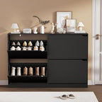Black Hidden Shoe Storage Cabinet for Entryway with 4 Flip Drawers by Boonatu