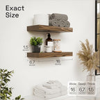 Solid Wood Floating Shelves for Wall 16 Inch Walnut, Wooden Bathroom Shelf - Image 3