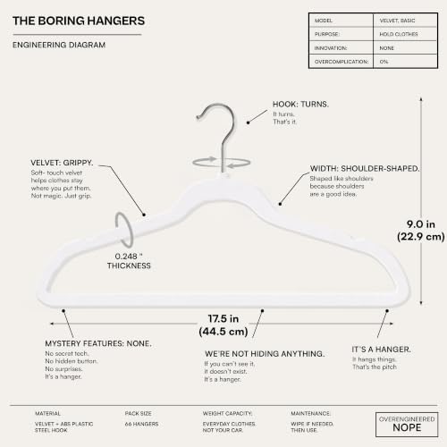 66 Pack White Velvet Hangers Non Slip, Felt Hangers - Image 2