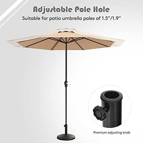 Tangkula 27 lbs Round Resin Patio Umbrella Base, Heavy-Duty Outdoor Umbrella Stand W/Adjustable Knob, All-Weather Resistance, Rattan Design, Suitable for Poolside, Yard, Street, Easy Assembly - Image 5